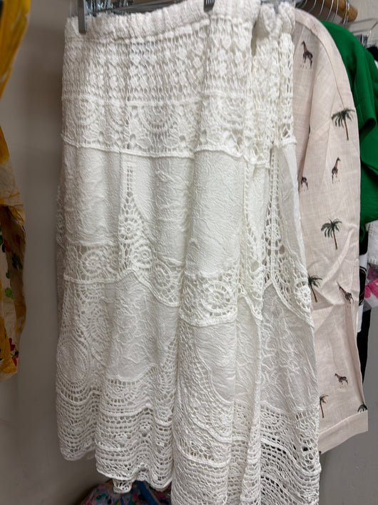 Papillon White Crochet Skirt