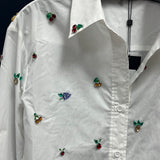 Gabby Isabella white button up fruits top
