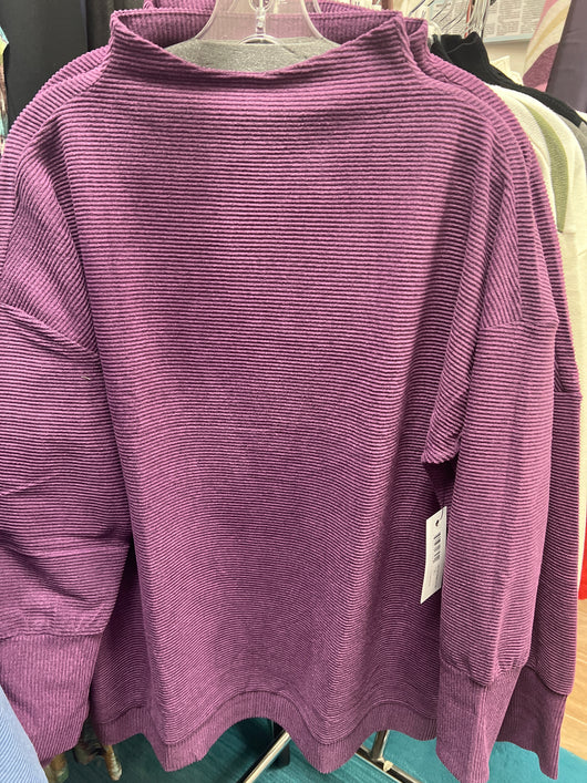 Tribal funnel neck tunic dark plum