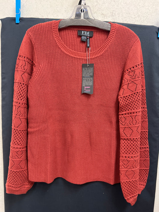 FDJ pointelle sleeve sweater rust red