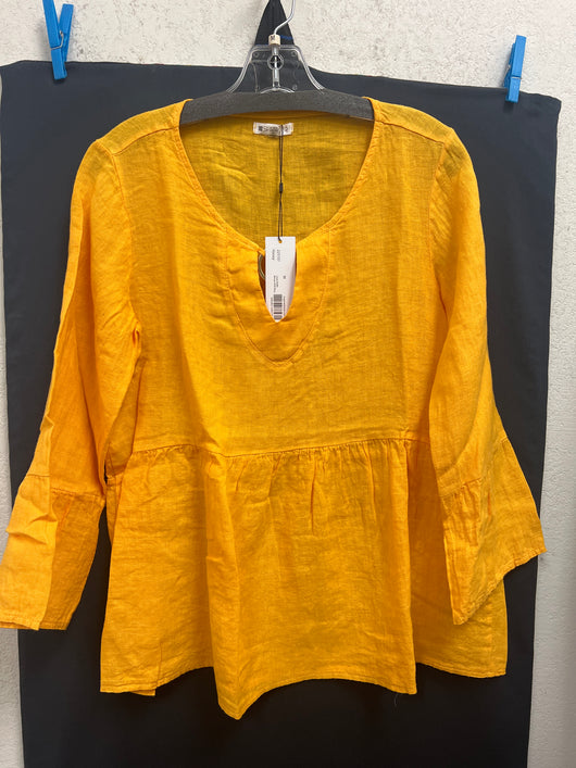 Spanner yellow orange linen blouse