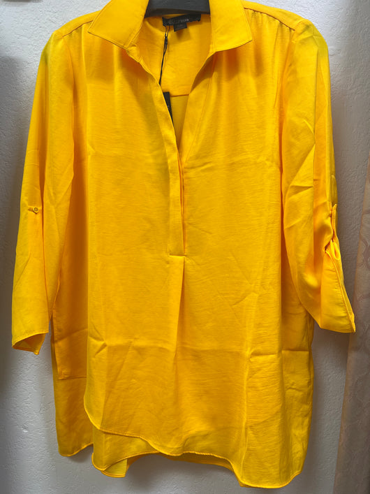 Renuar airflow collared v neck blouse daffodil yellow