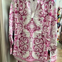 Boho chic white fuchsia shirt
