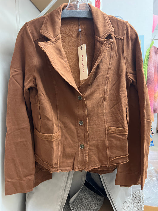 XCVI cognac brown knit blazer
