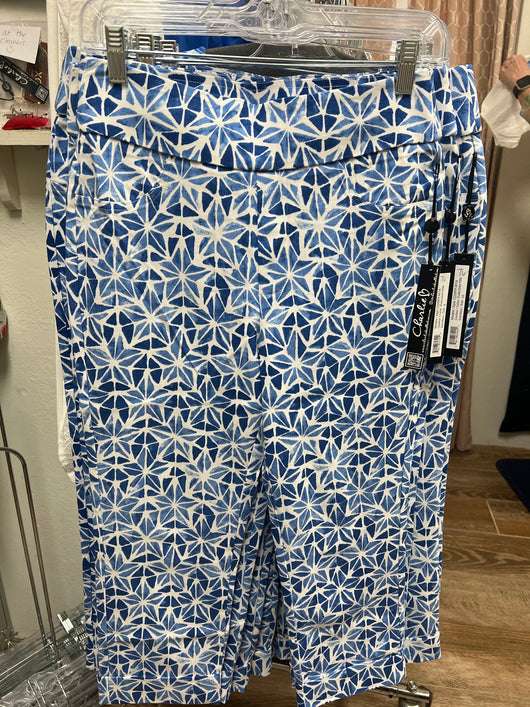 Charlie B blue stars print pull on crop pant