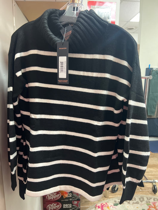 Renuar black combo stripe turtle neck sweater
