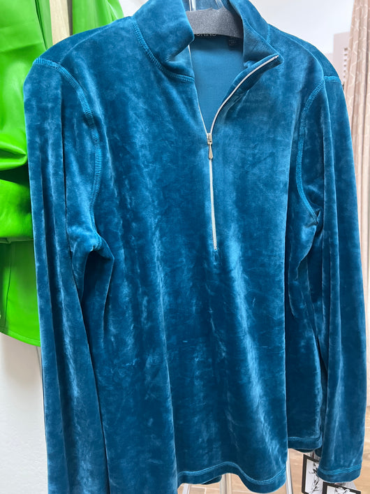 SnoSkins plush velvet teal pullover