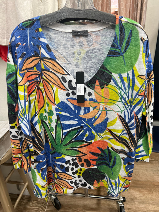 Nally & Millie tropical v neck top