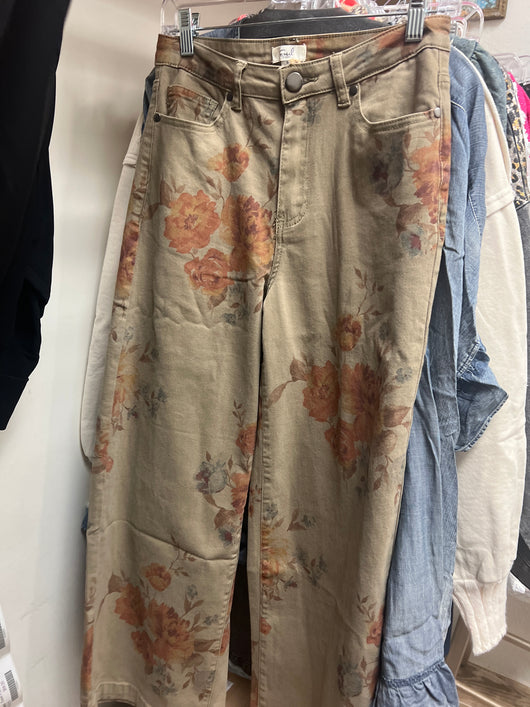 Easel mocha floral pants