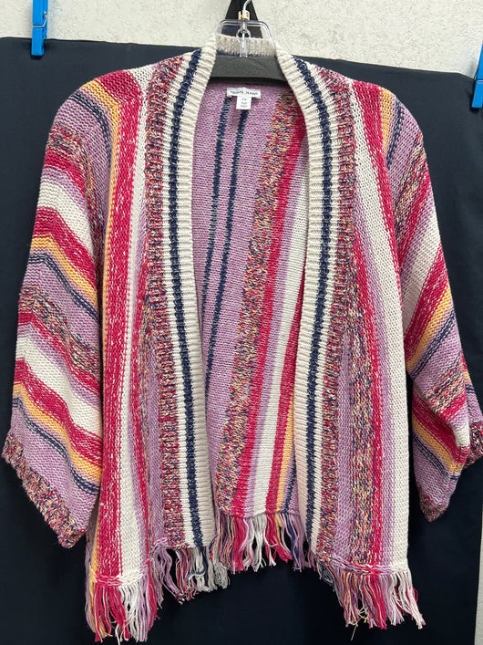 Tribal stripe fringe creamsicle cardigan