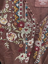 Caite & Kyla oxblood floral embroidered 3/4 top