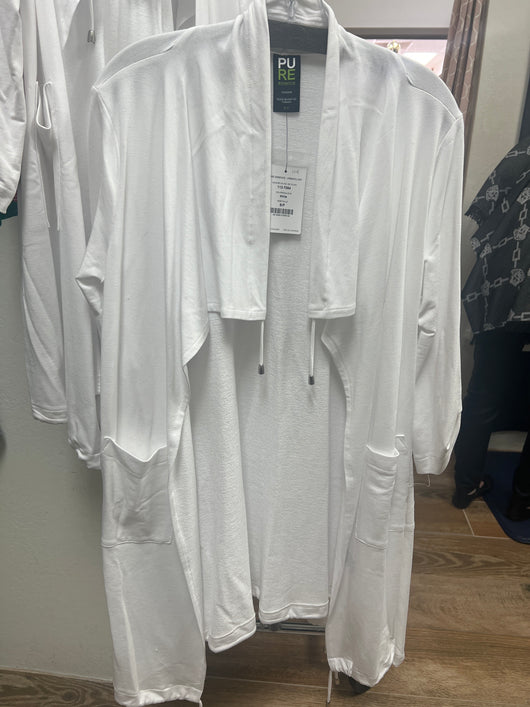 Pure white drape neck cardigan