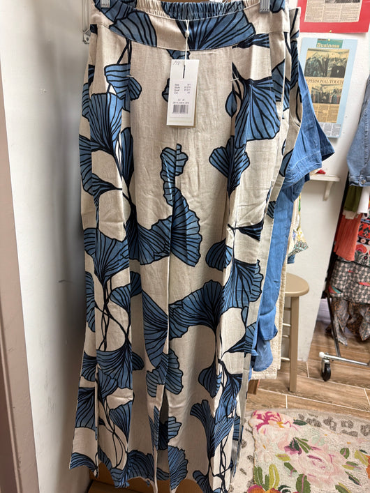 Noen tropical blue linen pants
