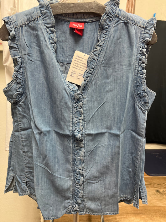 Toofan chambray ruffle tank
