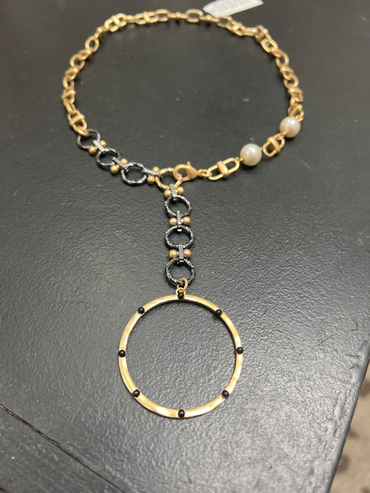 Michele Busch gold hoop necklace