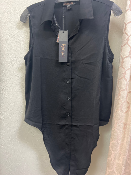Renuar airflow sleeveless tie front shirt black