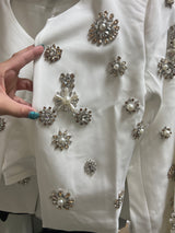 AZI jeweled crop jacket white