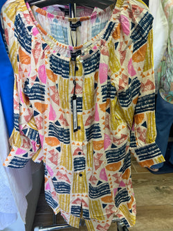 Charlie B batik print tie front blouse