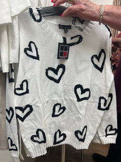 Carre noir black white hearts sweater