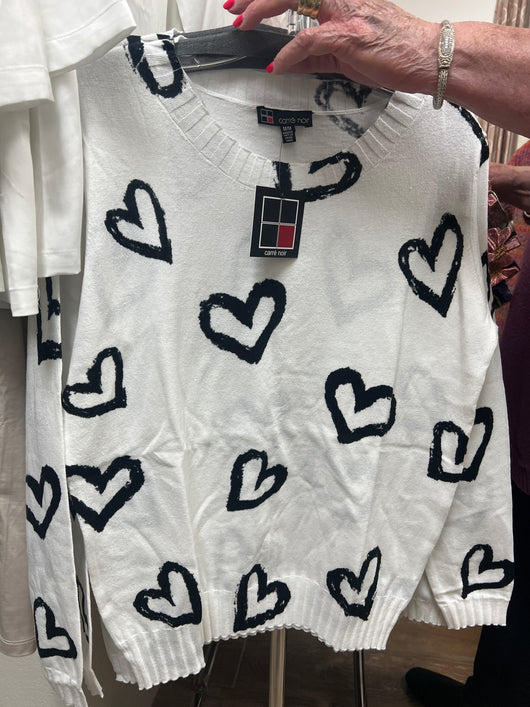 Carre noir black white hearts sweater