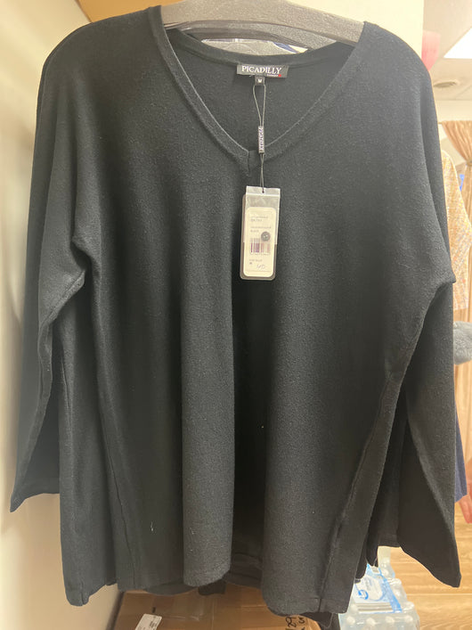 Picadilly knit v neck black sweater