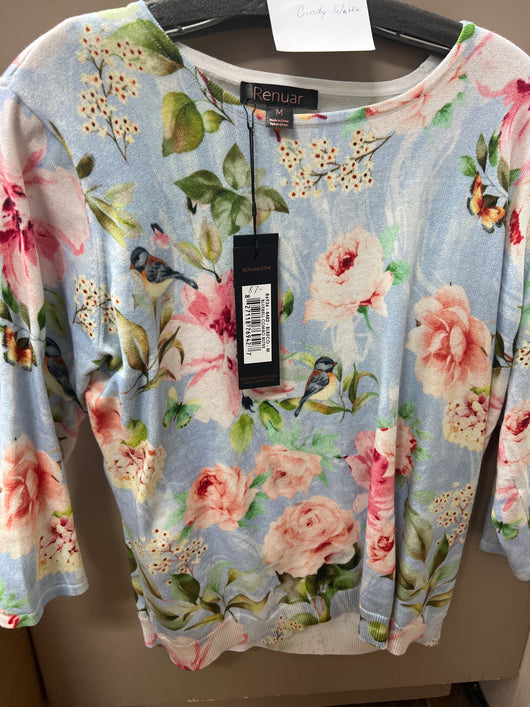 Renuar blue floral sweater