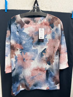 FDJ leaf pile blue mauve abstract 3/4 top