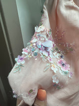 AZI puff sleeve sequins top dusty pink