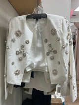 AZI jeweled crop jacket white