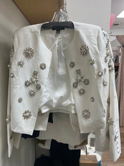 AZI jeweled crop jacket white