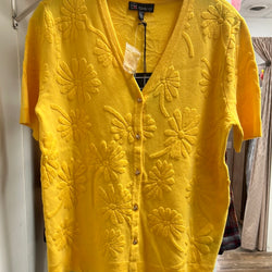 Carre Noir yellow floral knit cardi