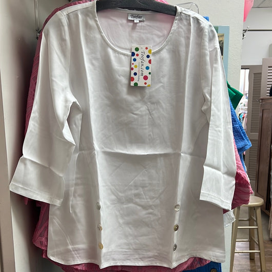Toofan white button detail shirt