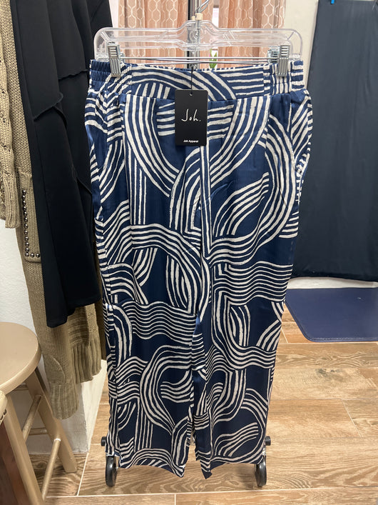 JOH navy beige print pants