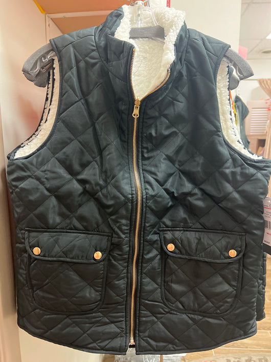 River & Rose fur lined black vest