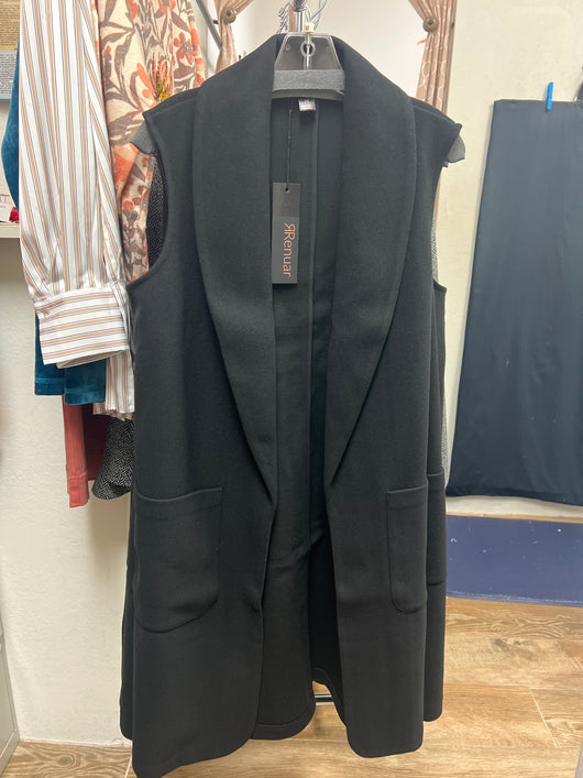 Renuar brushed knit long vest black