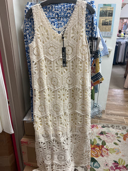 Charlie B crochet sleeveless maxi dress natural beige