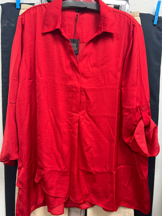 Renuar airflow blouse berry red