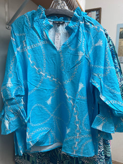 Boho Chic sky blue blouse