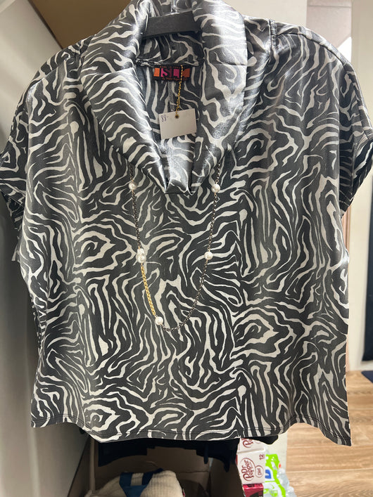 Isle metallic zebra print favorite top