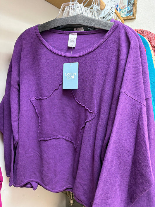 Cotton Lani Purple Star Top