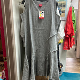 Toofan gray marble v neck sleeveless dress