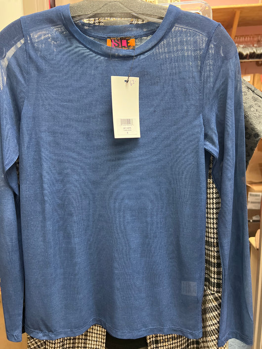 Isle timeless blue sheer long sleeve top