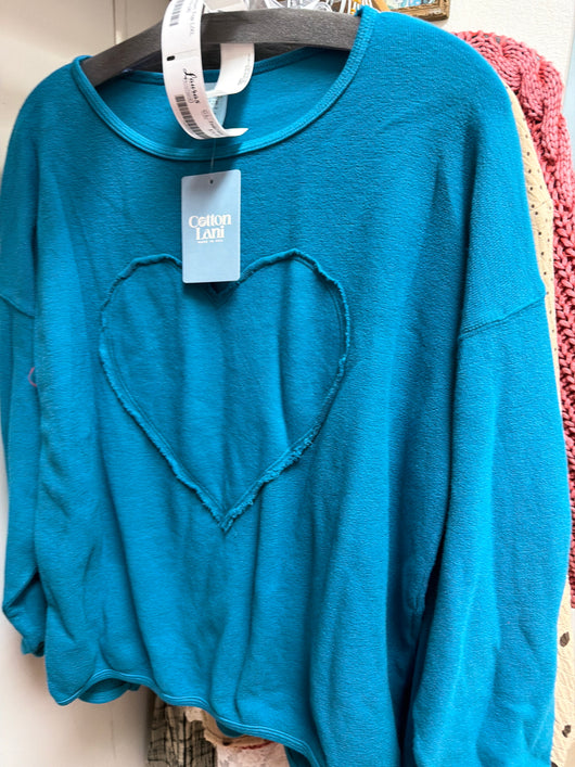 Cotton Lani Teal Heart Top