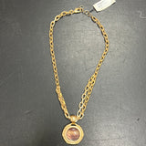 Michele Busch fluorite gemstone gold pendant necklace