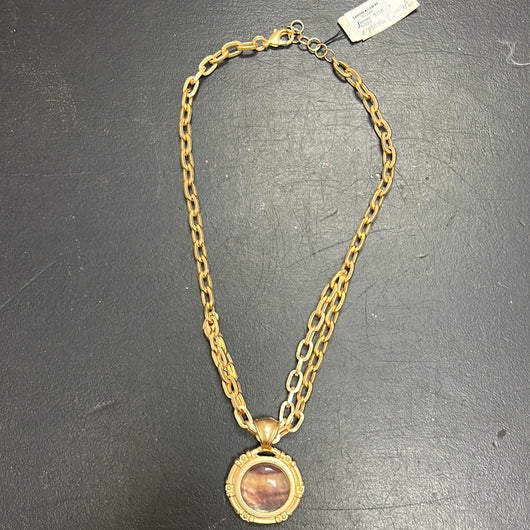 Michele Busch fluorite gemstone gold pendant necklace