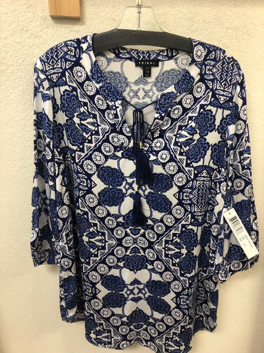 Tribal blue white tunic