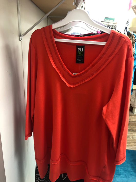 Pure tangerine vneck tunic