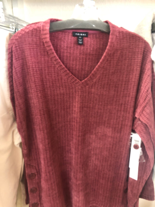 Tribal cinnamon v-neck sweater
