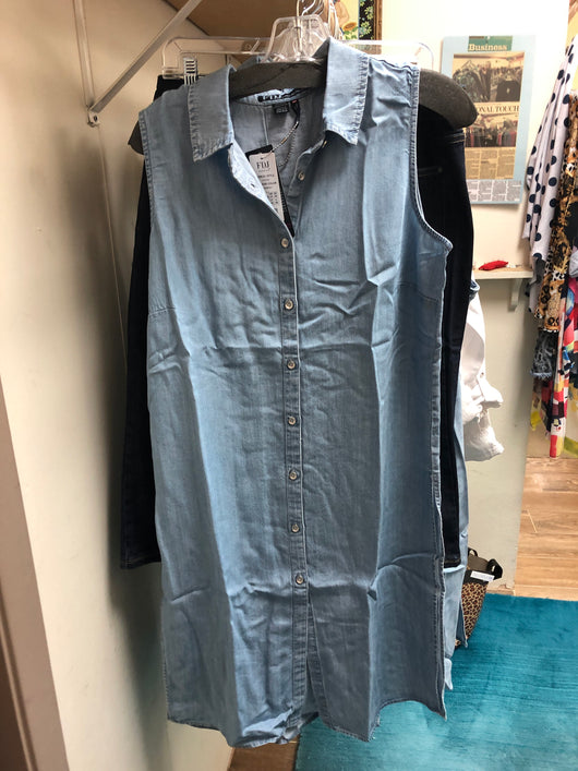 Fdj chambray sleeveless duster