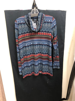 Fdj fair isle blue funnel neck